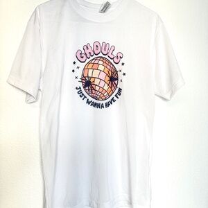 Cute Halloween Ghouls Just Wanna Have Fun Disco Ball T-Shirt.